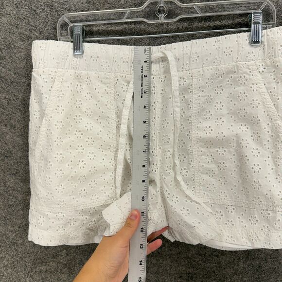 Loft Shorts Women M Medium White Floral Embroidered High Rise Chino Drawstring - Picture 4 of 8